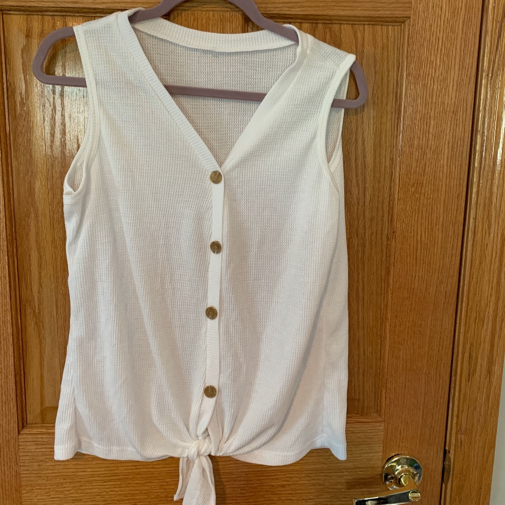 Waffle Knit tie button up